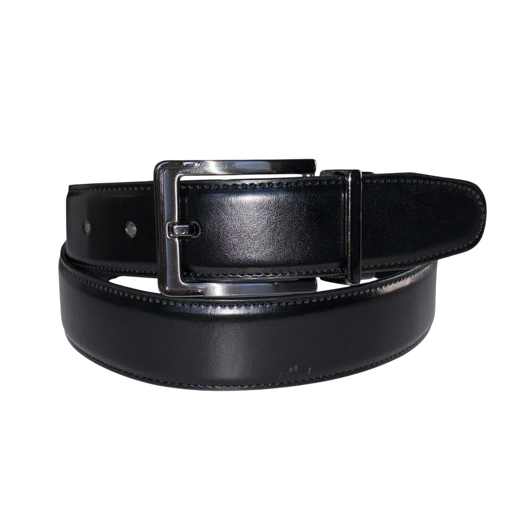 Perry Ellis Belt Mens Reversible Dress Good Leather Classic Professional 34 Blk